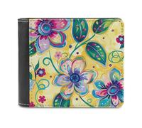QMNALP Personalized Slim Bifold Leather Wallet for Men,Front Pocket Multiple Card Holder With Green Circle Printed Wallets,Gift for Men And Women