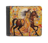 QMNALP Personalized Slim Bifold Leather Wallet for Men,Front Pocket Multiple Card Holder Woman Riding Horse Printed Wallets,Gift for Men And Women
