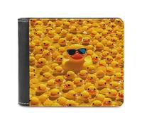 QMNALP Personalized Slim Bifold Leather Wallet for Men,Front Pocket Multiple Card Holder Yellow Ducky With Sunglasses Printed Wallets,Gift for Men And Women