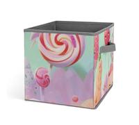 QMNALP Storage Bins Collapsible Candy Happy Printed Container Bin with Handles Storage Baskets for Organizing Storage Bin