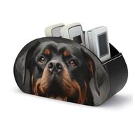 QMNALP Tv Remote Control Holder Space Saver Cute & Durable Remote Caddy Leather Desktop Caddy Storage Organizer Cool Rottweiler Dog Art Printed Remote Holder