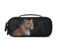 QMNALP Unisex Cute Pencil Case Small Pencil Pouch Large African Leopard on Rock Printed Storage Organizer Multipurpose with Easy Grip Handle