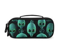 QMNALP Unisex Cute Pencil Case Small Pencil Pouch Large Aliens Printed Storage Organizer Multipurpose with Easy Grip Handle