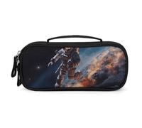 QMNALP Unisex Cute Pencil Case Small Pencil Pouch Large Astronaut Flying in Space Printed Storage Organizer Multipurpose with Easy Grip Handle