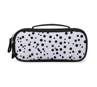 QMNALP Unisex Cute Pencil Case Small Pencil Pouch Large Black And White Polka Dot Printed Storage Organizer Multipurpose with Easy Grip Handle