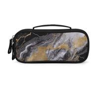 QMNALP Unisex Cute Pencil Case Small Pencil Pouch Large Black White Gold Foil Marble Printed Storage Organizer Multipurpose with Easy Grip Handle
