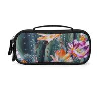 QMNALP Unisex Cute Pencil Case Small Pencil Pouch Large Blooming Green Printed Storage Organizer Multipurpose with Easy Grip Handle
