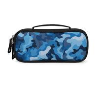 QMNALP Unisex Cute Pencil Case Small Pencil Pouch Large Blue Camouflage Pattern Printed Storage Organizer Multipurpose with Easy Grip Handle