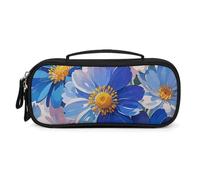 QMNALP Unisex Cute Pencil Case Small Pencil Pouch Large Bright Watercolor Flowers Printed Storage Organizer Multipurpose with Easy Grip Handle