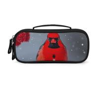 QMNALP Unisex Cute Pencil Case Small Pencil Pouch Large Cardinal Birds Snow Cranberries Printed Storage Organizer Multipurpose with Easy Grip Handle