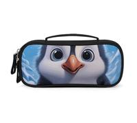 QMNALP Unisex Cute Pencil Case Small Pencil Pouch Large Cartoon Cute Penguin Printed Storage Organizer Multipurpose with Easy Grip Handle