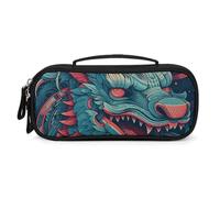 QMNALP Unisex Cute Pencil Case Small Pencil Pouch Large Cartoon Dragon Head Printed Storage Organizer Multipurpose with Easy Grip Handle