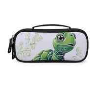 QMNALP Unisex Cute Pencil Case Small Pencil Pouch Large Cartoon Turtle Pattern Printed Storage Organizer Multipurpose with Easy Grip Handle