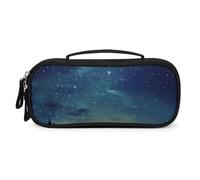 QMNALP Unisex Cute Pencil Case Small Pencil Pouch Large Celestial Night Sky Printed Storage Organizer Multipurpose with Easy Grip Handle