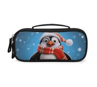 QMNALP Unisex Cute Pencil Case Small Pencil Pouch Large Christmas Funny Penguin Printed Storage Organizer Multipurpose with Easy Grip Handle