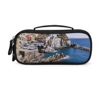 QMNALP Unisex Cute Pencil Case Small Pencil Pouch Large Cinque Terre Scenery Printed Storage Organizer Multipurpose with Easy Grip Handle