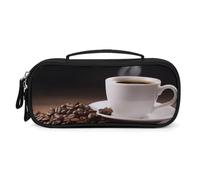 QMNALP Unisex Cute Pencil Case Small Pencil Pouch Large Coffee Cup And Coffee Beans Printed Storage Organizer Multipurpose with Easy Grip Handle
