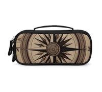 QMNALP Unisex Cute Pencil Case Small Pencil Pouch Large Compass Wind Road Map Printed Storage Organizer Multipurpose with Easy Grip Handle