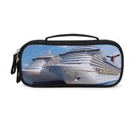 QMNALP Unisex Cute Pencil Case Small Pencil Pouch Large Cruise Ship Printed Storage Organizer Multipurpose with Easy Grip Handle
