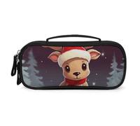 QMNALP Unisex Cute Pencil Case Small Pencil Pouch Large Cute Christmas Reindeer Printed Storage Organizer Multipurpose with Easy Grip Handle