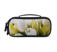 QMNALP Unisex Cute Pencil Case Small Pencil Pouch Large Different Flowers Printed Storage Organizer Multipurpose with Easy Grip Handle