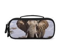 QMNALP Unisex Cute Pencil Case Small Pencil Pouch Large Elephant Printed Storage Organizer Multipurpose with Easy Grip Handle