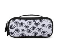 QMNALP Unisex Cute Pencil Case Small Pencil Pouch Large Eyeball Line Pattern Printed Storage Organizer Multipurpose with Easy Grip Handle