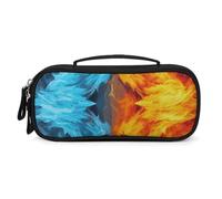QMNALP Unisex Cute Pencil Case Small Pencil Pouch Large Fire Vs Ice Art Printed Storage Organizer Multipurpose with Easy Grip Handle