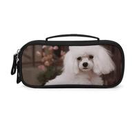 QMNALP Unisex Cute Pencil Case Small Pencil Pouch Large French Poodle Printed Storage Organizer Multipurpose with Easy Grip Handle