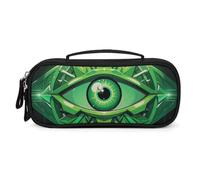 QMNALP Unisex Cute Pencil Case Small Pencil Pouch Large Green Evil Eye Printed Storage Organizer Multipurpose with Easy Grip Handle