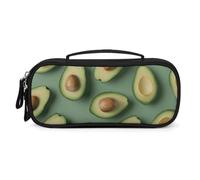 QMNALP Unisex Cute Pencil Case Small Pencil Pouch Large Green Pattern Printed Storage Organizer Multipurpose with Easy Grip Handle