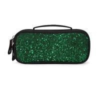 QMNALP Unisex Cute Pencil Case Small Pencil Pouch Large Green Sequin Sparkle Printed Storage Organizer Multipurpose with Easy Grip Handle