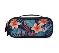 QMNALP Unisex Cute Pencil Case Small Pencil Pouch Large Hawaii Tropical Flower Printed Storage Organizer Multipurpose with Easy Grip Handle