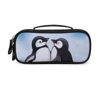 QMNALP Unisex Cute Pencil Case Small Pencil Pouch Large I Love Penguins Printed Storage Organizer Multipurpose with Easy Grip Handle