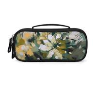 QMNALP Unisex Cute Pencil Case Small Pencil Pouch Large Light Yellow Dark Green Printed Storage Organizer Multipurpose with Easy Grip Handle