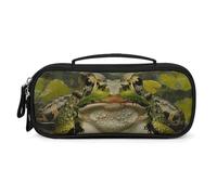 QMNALP Unisex Cute Pencil Case Small Pencil Pouch Large Lily And Frog Printed Storage Organizer Multipurpose with Easy Grip Handle