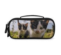QMNALP Unisex Cute Pencil Case Small Pencil Pouch Large Little Cat on The Grass Printed Storage Organizer Multipurpose with Easy Grip Handle