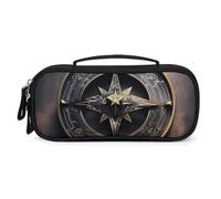 QMNALP Unisex Cute Pencil Case Small Pencil Pouch Large Magical Design Norse Runes Compass Printed Storage Organizer Multipurpose with Easy Grip Handle