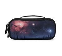 QMNALP Unisex Cute Pencil Case Small Pencil Pouch Large Night Stars Printed Storage Organizer Multipurpose with Easy Grip Handle