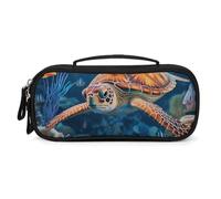 QMNALP Unisex Cute Pencil Case Small Pencil Pouch Large Ocean Sea Turtle Printed Storage Organizer Multipurpose with Easy Grip Handle
