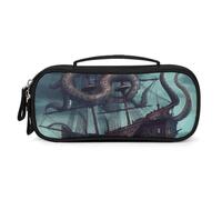 QMNALP Unisex Cute Pencil Case Small Pencil Pouch Large Octopus Ship Printed Storage Organizer Multipurpose with Easy Grip Handle