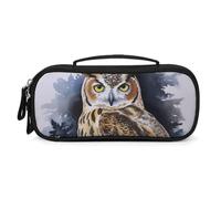QMNALP Unisex Cute Pencil Case Small Pencil Pouch Large Owl Printed Storage Organizer Multipurpose with Easy Grip Handle
