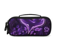 QMNALP Unisex Cute Pencil Case Small Pencil Pouch Large Purple Love Printed Storage Organizer Multipurpose with Easy Grip Handle