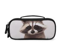 QMNALP Unisex Cute Pencil Case Small Pencil Pouch Large Raccoon Printed Storage Organizer Multipurpose with Easy Grip Handle