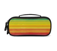 QMNALP Unisex Cute Pencil Case Small Pencil Pouch Large Rainbow Colored Striped Printed Storage Organizer Multipurpose with Easy Grip Handle