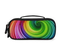 QMNALP Unisex Cute Pencil Case Small Pencil Pouch Large Rainbow Spiral Printed Storage Organizer Multipurpose with Easy Grip Handle