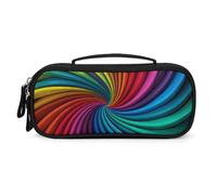 QMNALP Unisex Cute Pencil Case Small Pencil Pouch Large Rainbow Stripe Pattern Printed Storage Organizer Multipurpose with Easy Grip Handle