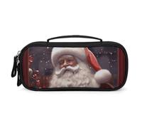 QMNALP Unisex Cute Pencil Case Small Pencil Pouch Large Santa Claus Printed Storage Organizer Multipurpose with Easy Grip Handle