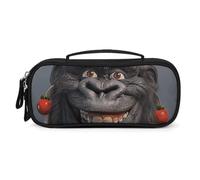 QMNALP Unisex Cute Pencil Case Small Pencil Pouch Large Smiling Gorilla Photo Printed Storage Organizer Multipurpose with Easy Grip Handle