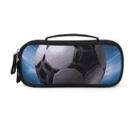 QMNALP Unisex Cute Pencil Case Small Pencil Pouch Large Soccer Ball Printed Storage Organizer Multipurpose with Easy Grip Handle